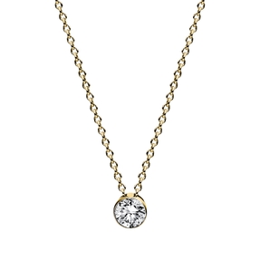 Solitaire Collier aus 585 Gold Gelbgold Brillant 0,2ct TW-SI L:43cm Zarge