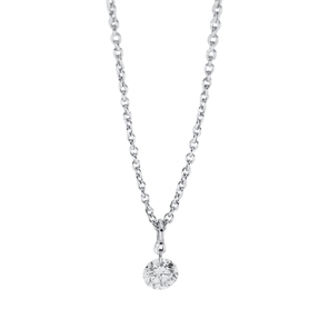 Solitaire Collier aus 750 Gold Weißgold Brillant 0,16ct TW-SI L:45cm
