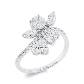 Ring aus 750 Gold Weißgold 31 Diamanten 1,02ct TW-SI B:14mm