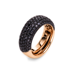 Pavé Ring aus 750 Gold Rotgold 133 Brillanten 1,98ct schwarz S:7,9mm