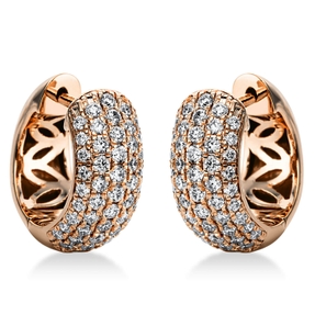 Pavé Creolen aus 750 Gold Rotgold 98 Brillanten 0,69ct TW-SI 13,1x5,6mm