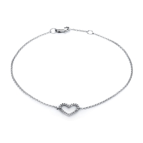 Armband Herz aus 585 Gold Weißgold 24 Brillanten 0,07ct TW-SI L:19cm