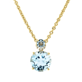 Anhänger 750 Gelbgold 2 Topase 4,6ct skyblue 5 Brillanten 0,03ct TW-SI 15,3x10mm