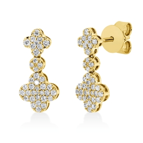Pavé Ohrstecker aus 750 Gelbgold 76 Diamanten 0,5ct TW-VSI/SI 16,1x7,7mm
