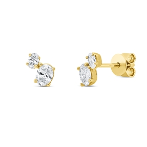 Ohrstecker aus 750 Gelbgold 4 Diamanten Oval-Schliff 0,62ct TW-SI 7,7x4,8mm