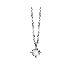 Solitaire Collier aus 585 Gold Weißgold Brillant 0,4ct TW-SI L:42cm 4er-Krappe