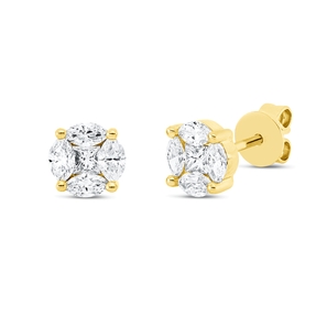 Ohrstecker aus 750 Gold Gelbgold 10 Diamanten 0,56ct TW-SI Ø6,2mm