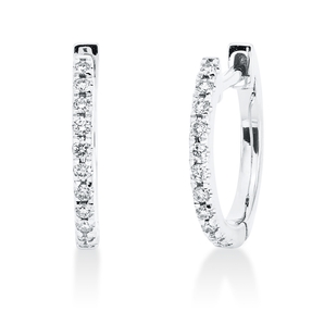 Creolen aus 750 Gold Weißgold 22 Brillanten 0,09ct W-SI 11,5x1,4mm