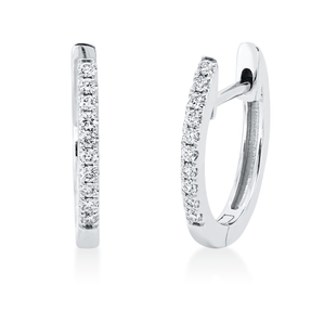 Creolen aus 750 Gold Weißgold 20 Brillanten 0,09ct W-SI 12,4x1,5mm