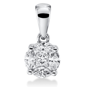 Anhänger aus 750 Gold Weißgold 5 Diamanten 0,26ct TW-SI 11,4x5,1mm mit Öse