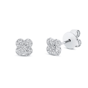 Pavé Ohrstecker aus 750 Weißgold 58 Brillanten 0,22ct TW-SI 6,3x6,3mm