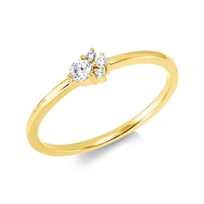 Ring aus 750 Gelbgold 3 Brillanten 0,04ct W-SI 1 Brillant 0,09ct W-SI B:4,1mm