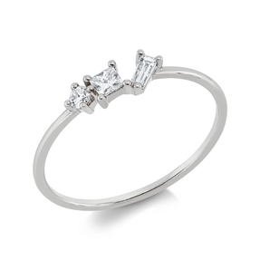 Ring aus 585 Weißgold 3 Diamanten Fanatsy-Schliff 0,2ct TW-SI B:3,6mm