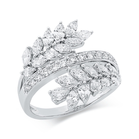 Ring aus 750 Gold Weißgold 35 Diamanten 1,72ct TW-SI H:19,8mm