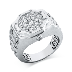 Ring aus 750 Gold Weißgold 66 Diamanten 0,91ct TW-SI B:16,6mm mattiert