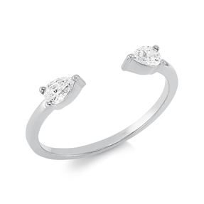 Ring Tropfen aus 750 Weißgold 2 Diamanten Tropfen-Schliff 0,32ct TW-SI B:2,8mm