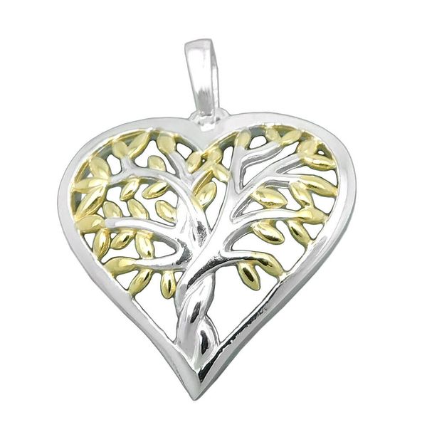 Anhänger 19x19mm Herz mit Baum des Lebens bicolor glänzend 925 Silber