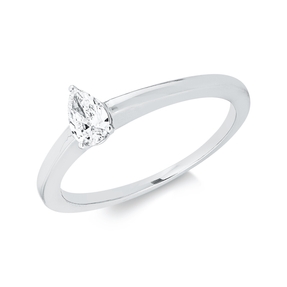 Solitaire Ring aus 750 Weißgold Diamant Tropfen-Schliff 0,25ct TW-SI B:5,6mm Solitaire Ring aus 750 Weißgold Diamant Tropfen-Schliff 0,25ct TW-SI B:5,6mm
