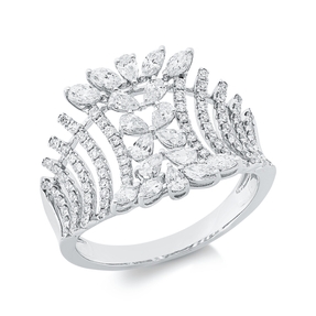 Ring aus 750 Gold Weißgold 104 Diamanten 0,97ct TW-SI B:15,3mm