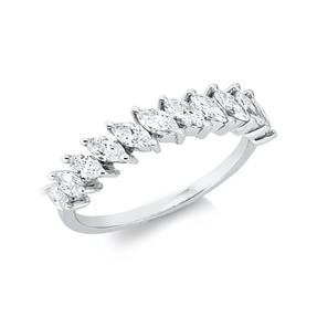 Ring aus 750 Weißgold 11 Diamanten Navette-Schliff 0,78ct TW-VSI B:4,1mm