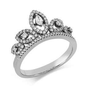 Ring aus 750 Gold Weißgold 96 Diamanten 0,43ct TW-SI B:9,9mm
