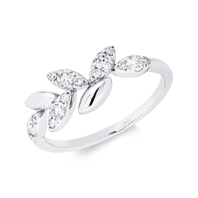 Ring aus 750 Gold Weißgold 15 Brillanten 0,33ct TW-SI H:7mm