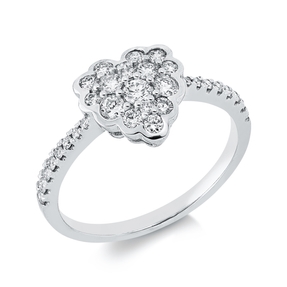 Ring Herz aus 750 Gold Weißgold 33 Brillanten 0,52ct TW-SI B:9,8mm