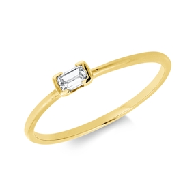 Solitaire Ring aus 750 Gelbgold Diamant Smaragd-Schliff 0,16ct TW-SI B:2,9mm Solitaire Ring aus 750 Gelbgold Diamant Smaragd-Schliff 0,16ct TW-SI B:2,9mm