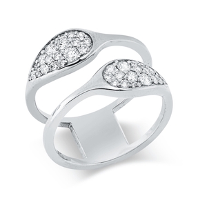 Pavé Ring aus 750 Gold Weißgold 5 Diamanten 0,45ct F-SI B:13,9mm