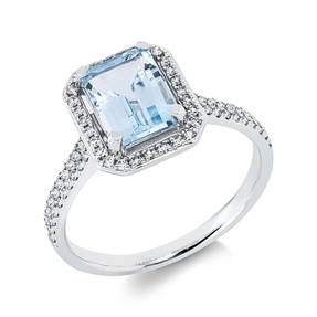 Ring aus 750 Weißgold Topas 2,06ct skyblue 72 Diamanten 0,26ct TW-SI B:11,6mm
