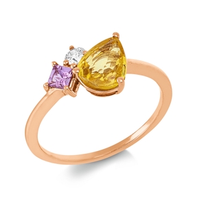 Ring aus 750 Rotgold 2 Saphire 1,15ct pink Brillant 0,09ct TW-SI B:8,9mm