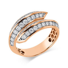 Ring aus 750 Gold weiß/rot 44 Brillanten 0,8ct F-SI B:10mm