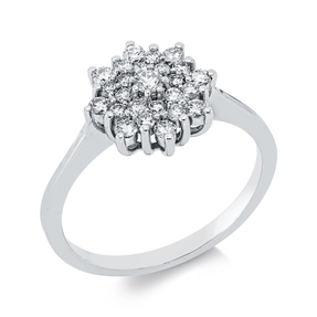 Ring aus 750 Weißgold 24 Brillanten 0,37ct F-SI 1 Brillant 0,05ct F-SI B:10,4mm