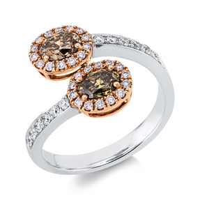 Ring aus 750 Gold weiß/rot 42 Diamanten 1,16ct B:10,4mm