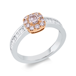 Ring aus 750 Gold weiß/rot 31 Diamanten 1ct TW-SI B:7,3mm