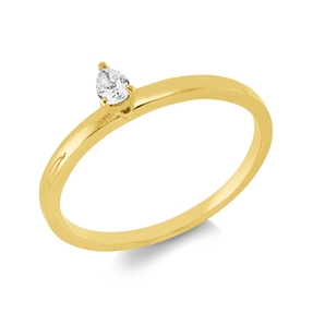 Solitaire Ring aus 750 Gelbgold Diamant Tropfen-Schliff 0,09ct F-VSI B:4mm Solitaire Ring aus 750 Gelbgold Diamant Tropfen-Schliff 0,09ct F-VSI B:4mm