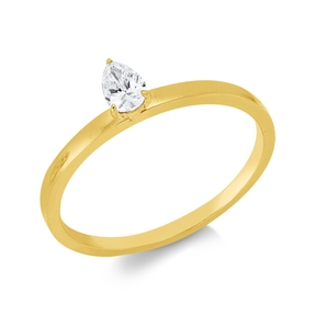 Solitaire Ring aus 750 Gelbgold Diamant Tropfen-Schliff 0,2ct F-VSI B:5mm Solitaire Ring aus 750 Gelbgold Diamant Tropfen-Schliff 0,2ct F-VSI B:5mm