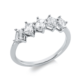 Ring aus 750 Weißgold 5 Diamanten Smaragd-Schliff 1,22ct TW-VSI/SI B:5,3mm