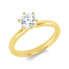 Solitaire Ring aus 750 Gold Gelbgold Brillant 1ct W-SI B:7,7mm 6er-Krappe Solitaire Ring aus 750 Gold Gelbgold Brillant 1ct W-SI B:7,7mm 6er-Krappe