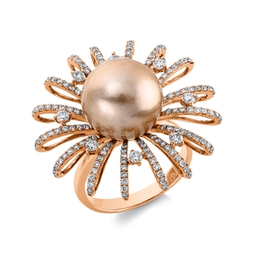 Ring aus 750 Rotgold Südsee-Perle 12,7mm gold 152 Brillanten 1,04ct F-SI B:29,4mm Ring aus 750 Rotgold Südsee-Perle 12,7mm gold 152 Brillanten 1,04ct F-SI B:29,4mm
