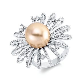 Ring aus 750 Weißgold Südsee-Perle 12,5mm gold 136 Brillanten 0,94ct F-SI