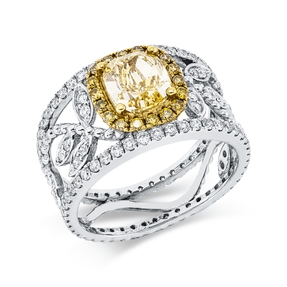 Ring aus 750 Gold gelb/weiß 131 Diamanten 2,27ct B:10,8mm