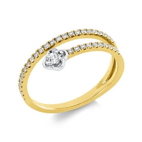 Ring 750 Gold gelb/weiß 34 Brillanten 0,2ct TW-SI 1 Brillant 0,05ct TW-SI B:6,4mm