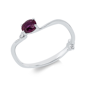 Ring aus 750 Weißgold Rubin 0,51ct rot 2 Brillanten 0,03ct TW-SI B:4mm