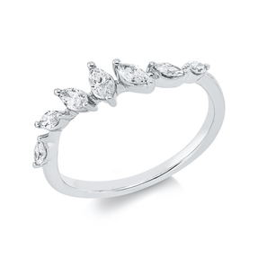 Ring aus 750 Weißgold 7 Diamanten Navette-Schliff 0,35ct TW-PI B:5,2mm