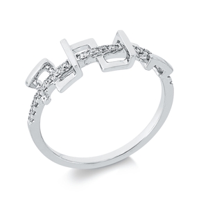 Ring aus 750 Gold Weißgold 20 Brillanten 0,12ct TW-SI B:6,4mm