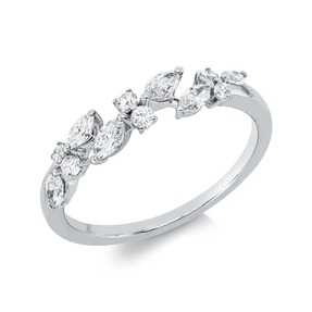Ring aus 750 Gold Weißgold 12 Diamanten 0,46ct TW-PI B:4,3mm