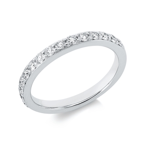 Halb-Memoire Ring aus 750 Weißgold 15 Brillanten 0,5ct TW-SI B:2,8mm