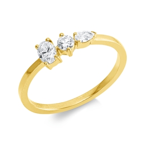 Ring aus 750 Gold Gelbgold 3 Diamanten 0,33ct TW-SI B:4,4mm