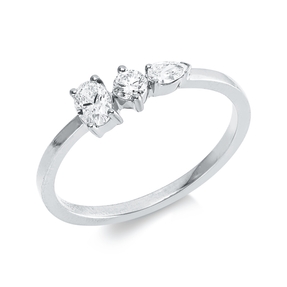 Ring aus 750 Gold Weißgold 3 Diamanten 0,33ct TW-SI B:4,4mm